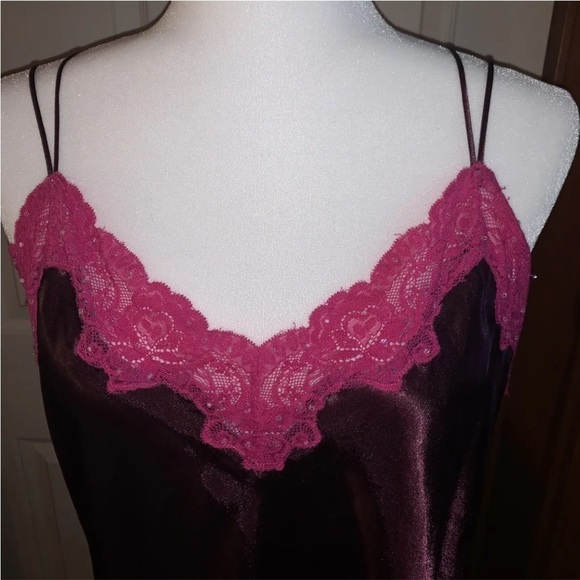 Vtg Valerie Stevens Purple/Pink Slip Dress Size Large Lace Trim 100% Polyester - Picture 2 of 4